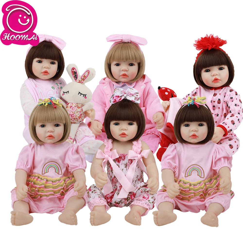 

Hoomai 48CM Promotion Beautiful Newborn Baby 18 '' Silicone Body Lifelike Bebe Reborn Dolls For Children Gift baby doll