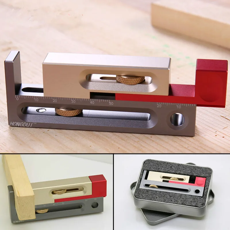 

Table Saw Slot Adjuster Mortise and Tenon Tool Woodworking Movable Measuring Block