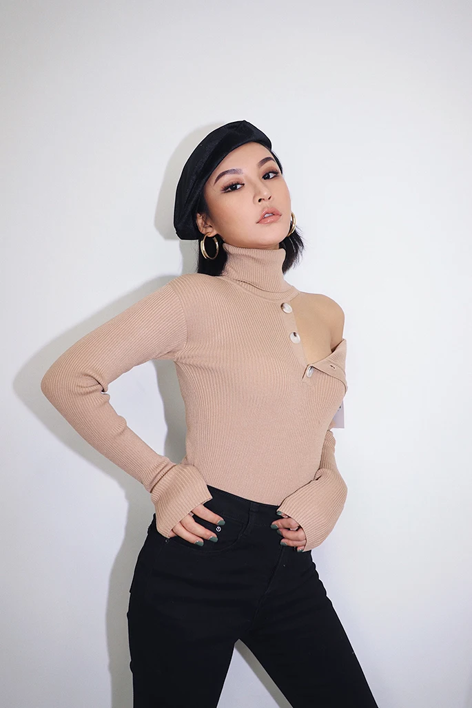 2019 new fashion casual women's clothing Sweater Women's Autumn Sleeve Slim Sexy High Collar Long | Женская одежда