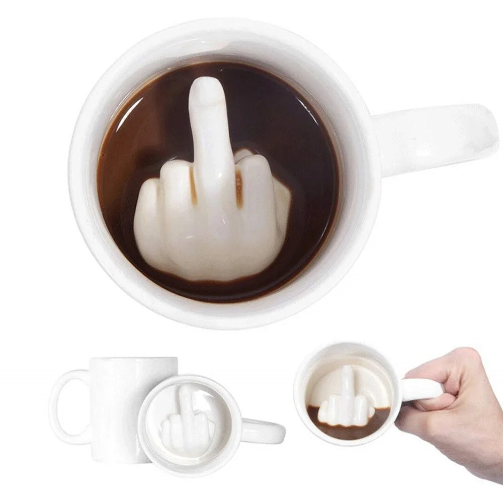Белая кружка среднего пальца забавная чашка для офиса кофе молочные фарфоровые
