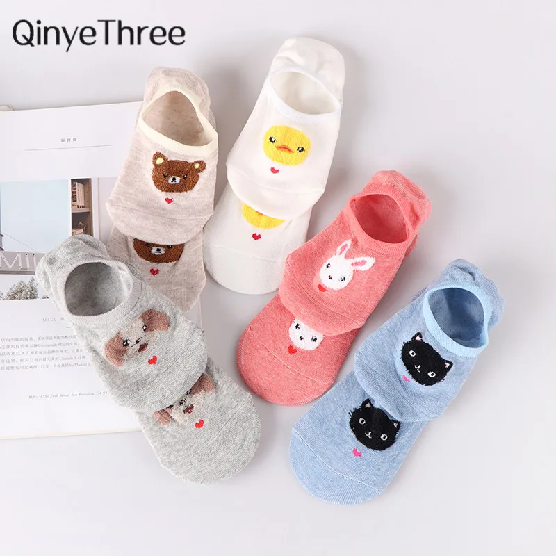 Милые Мультяшные Женские повседневные хлопковые носки удобные невидимые