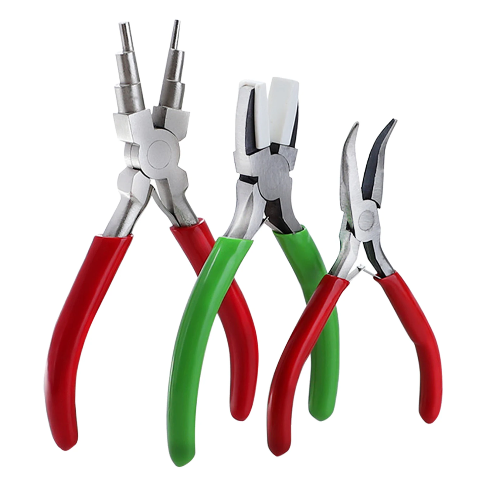 

3pcs Wire Looping Crafts Jewelry Pliers Kit Multifunction Hand Tools Nylon Jaw Carbon Steel 6 In 1 Practical Bail Making DIY