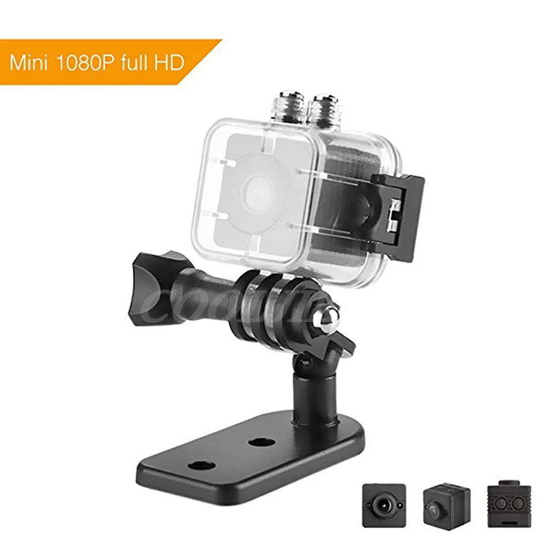 Мини видеокамера HD с ночным видением на водонепроницаемом корпусе для записи движения на открытом воздухе для спорта, видеонаблюдения маленького дома, безопасности ребенка и домашних животных.