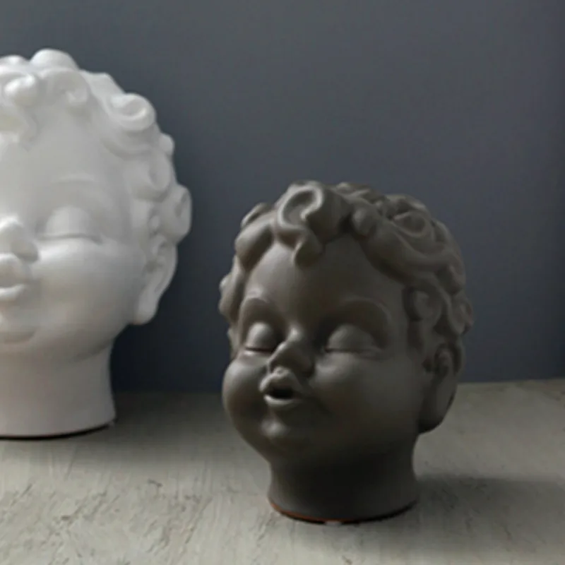 

Nordic Angel's Kiss Hydroponic Vase Housewarming Gift Creative Cupid Head Portraits Living Room Flower Arrangement Vase X4899