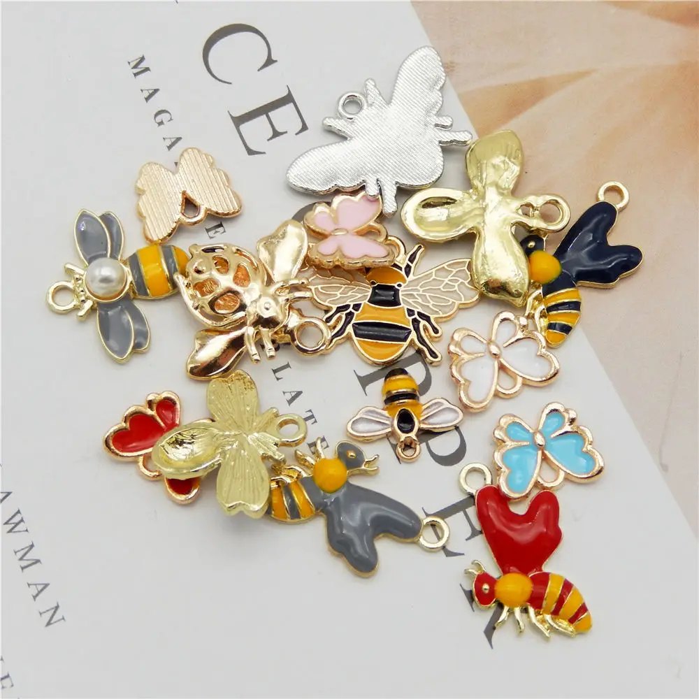 Подвески для ювелирных изделий эмалированные в виде шмеля 15 шт. | Шармы
