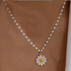 Модная простая подвеска в виде маргаритки kpop, жемчужное женское ожерелье, цепочки на шею, эстетические аксессуары, женская бижутерия, подарок на день рождения