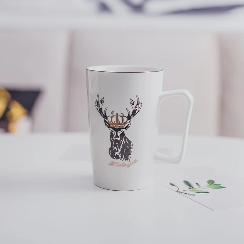 Мультяшная кружка Milu в виде оленя модная Милая поилка для чая с ложкой и губой