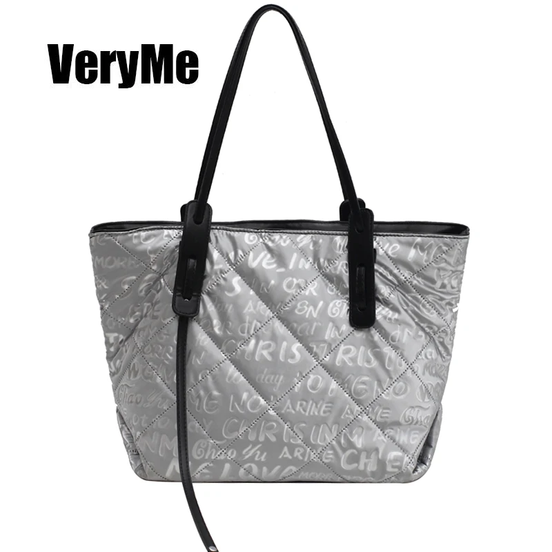 

VeryMe New Winter Big Shoulder Bags Women Space Cotton Casual Handbags Daily Soft Shopping Totes For Ladies Fashion Sac A Main