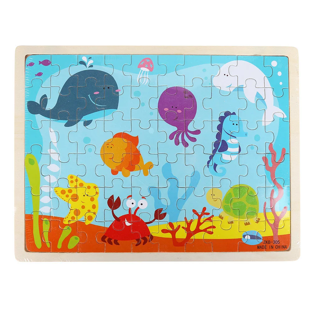 Деревянные пазлы игрушки Мультяшные животные развивающие для детей изысканная