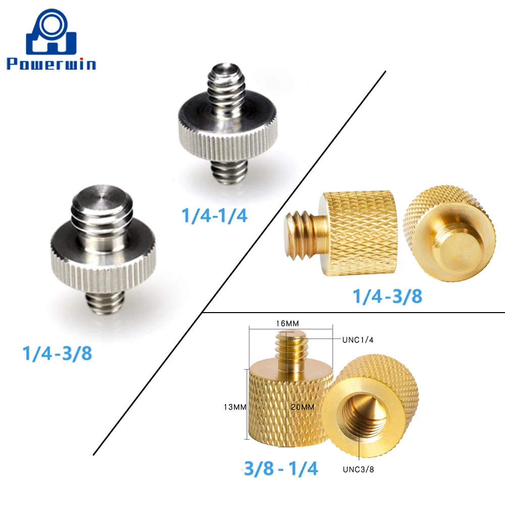 Винты Powerwin с двумя винтами 1/4 3/8 &quot медные винты адаптер кронштейн для камеры
