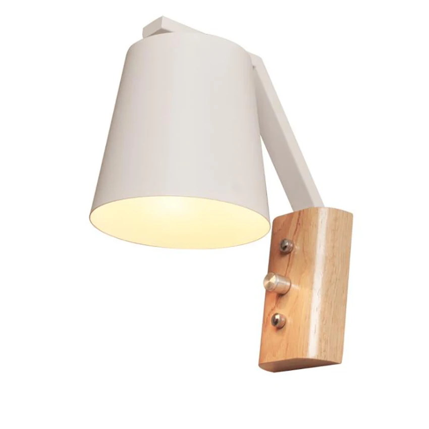 Креативная настенная лампа из массива дерева современная простая светодиодная
