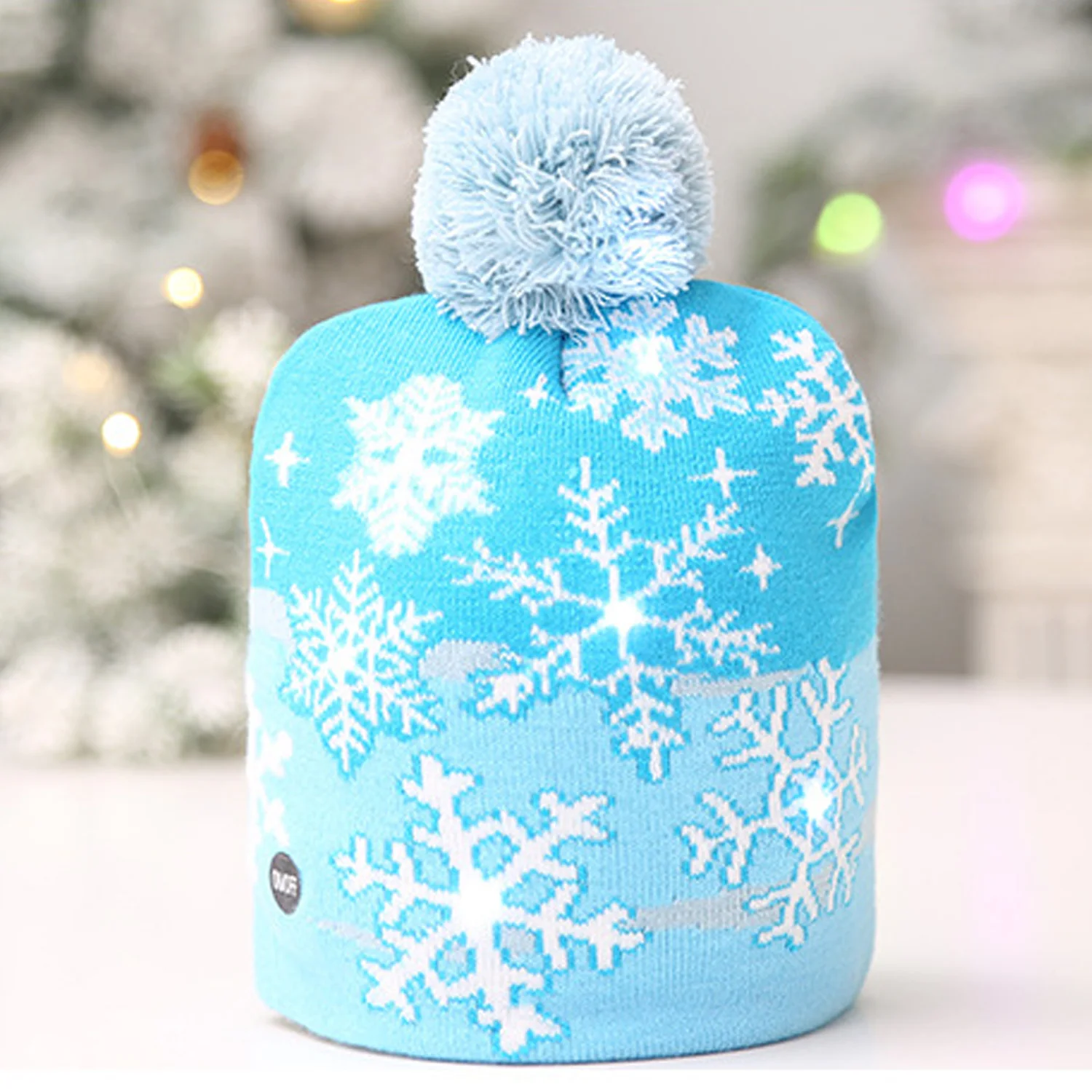 Behogar/Модная теплая вязаная шапка унисекс со светодиодной подсветкой для