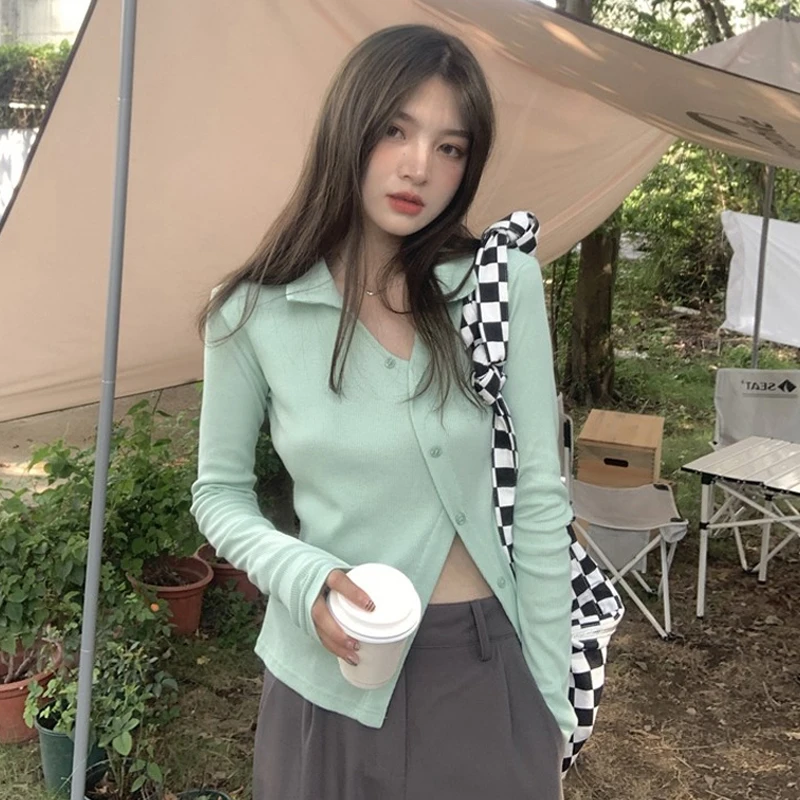 

Топ женский необычный с длинным рукавом, на весну и осень, 2021