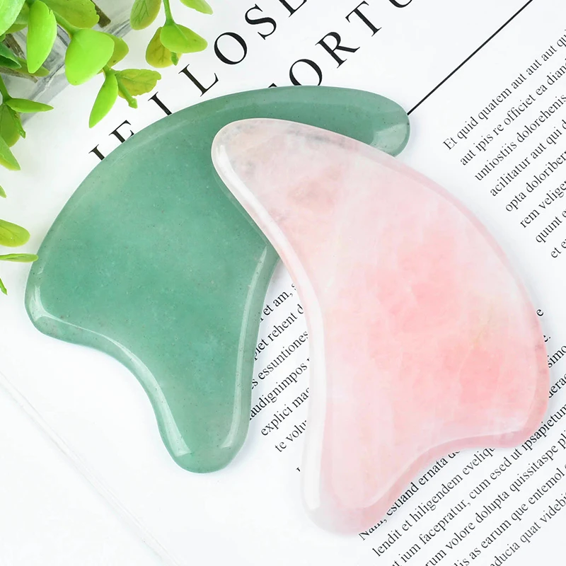 Инструменты для китайского Массажа Гуаша скребок из розового кварца нефрита