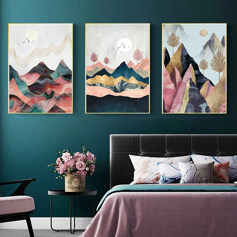 

Modern Abstract Mountain Poster Natural Landscape Nordic Print Living Room Decoration Wall Wall Art Canvas Painting Picture