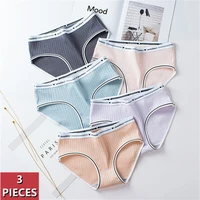 3pcs new thread cotton womens underwear sexy letter female panties lingerie low waist seamless briefs cute girls underpants