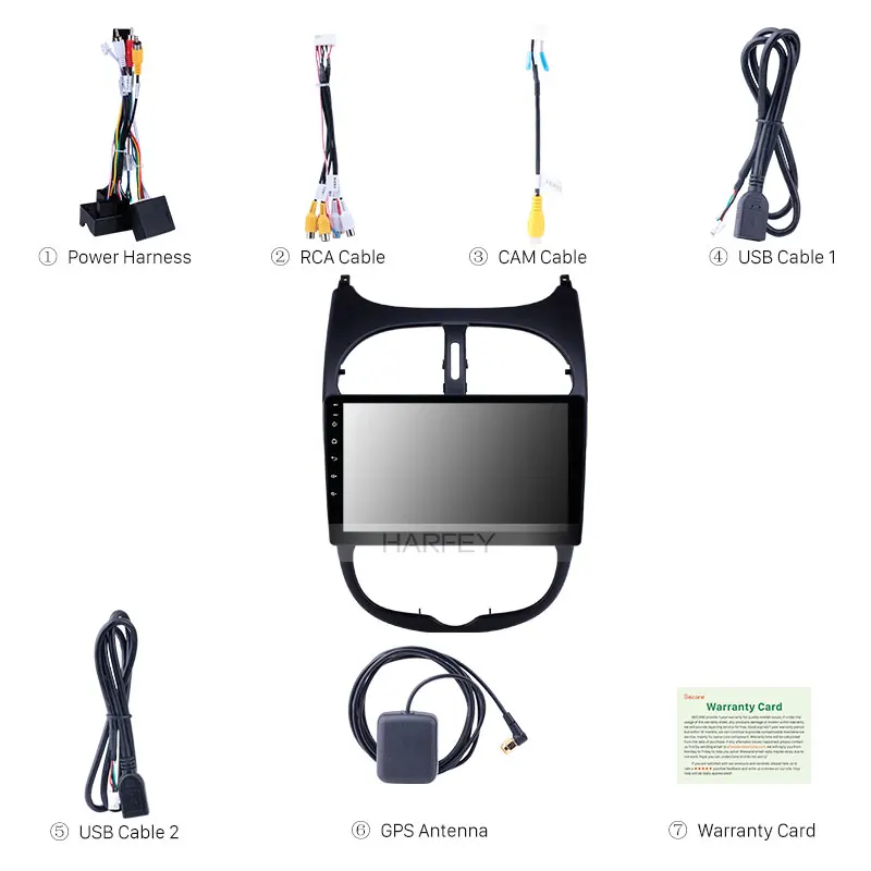 Harfey GPS Автомобильный мультимедийный радио Android 8 1 авто стерео для Peugeot 206 2000 2016 с AUX