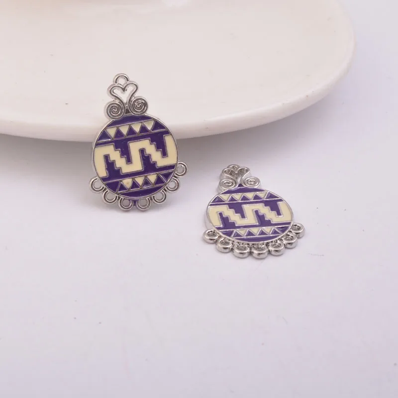 Круглый эмалевый Шарм соединитель из сплава с 7 отверстиями 12 шт. соединители для