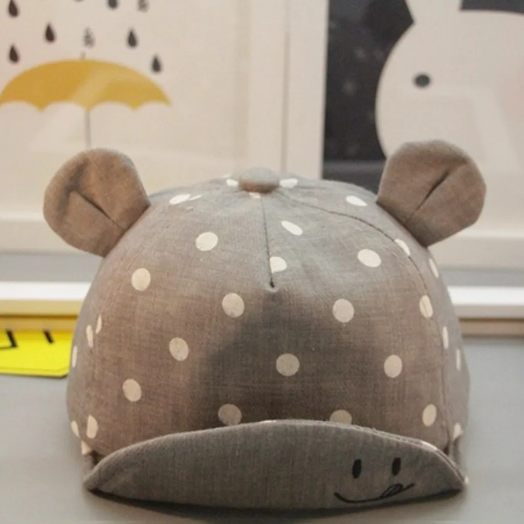 Детская сетчатая бейсболка в горошек со смайликом шапка для маленьких мальчиков
