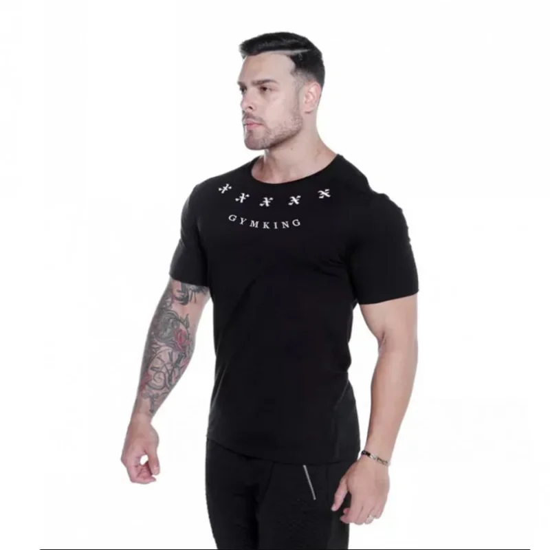 2019 хлопковая облегающая эластичная Спортивная футболка для бега Мужская модная