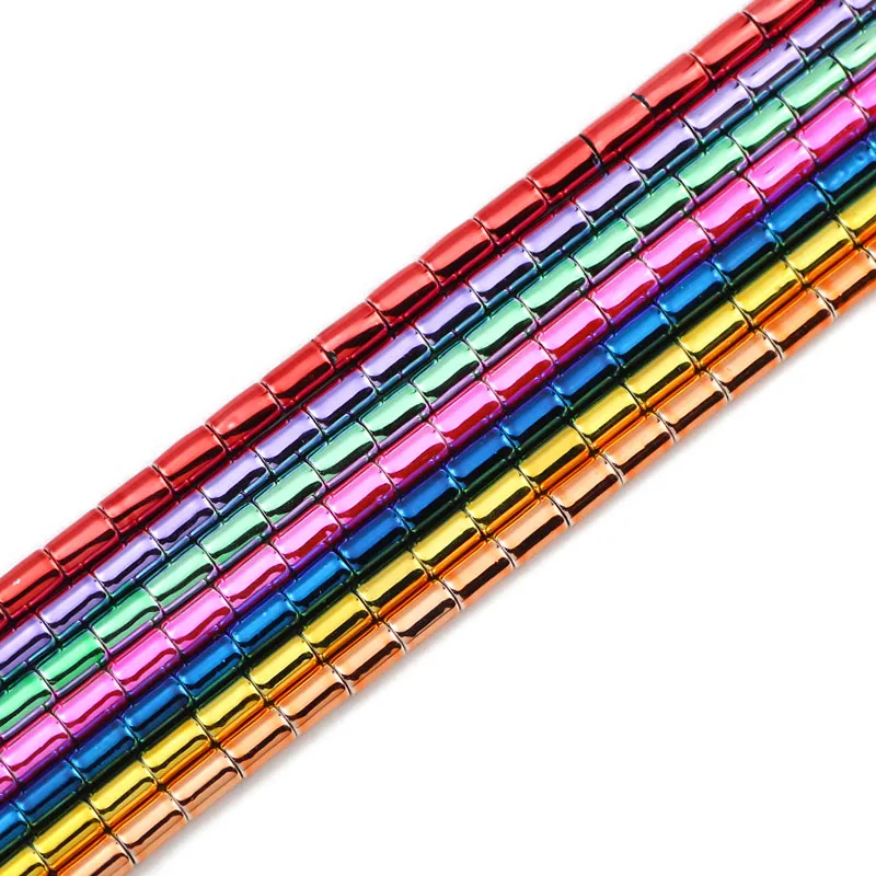 

6x4 мм Цилиндрический гематит нано золотые красные синие фиолетовые зеленые натуральные камни круглый разделитель свободные бусины для сам...