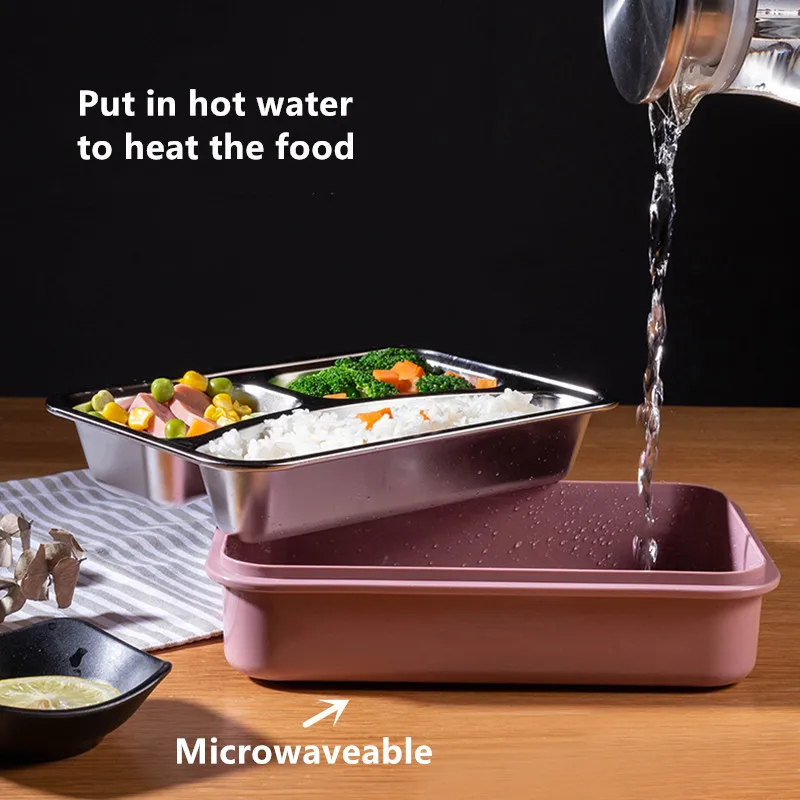 Портативный Ланч-бокс из нержавеющей стали 304 с ложкой модный набор для