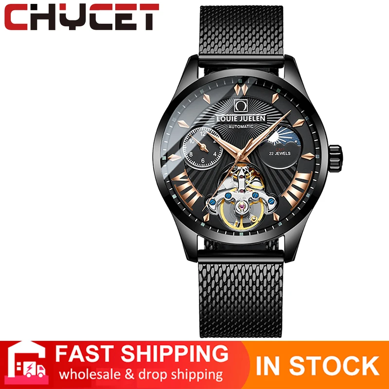 

CHYCET 2021 Business Men's Essential Watch Appearance Luxury Atmospheric Sports Quartz Men's Watch Steel strap Chronograph Watch