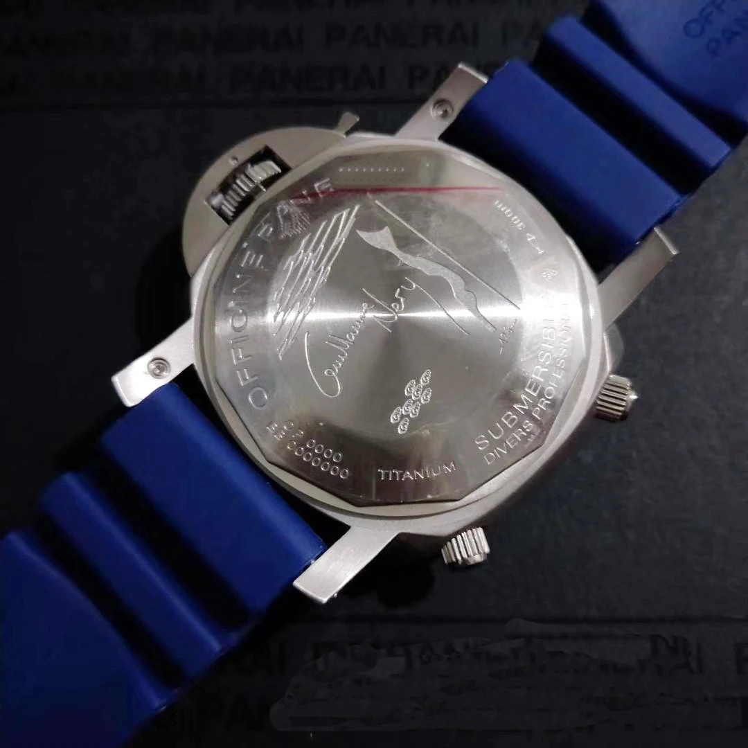 

Classic New Men Automatic Mechanical Hand Wind Sapphire Stainless Steel Blue Rubber Ceramic Bezel Grey 47mm Luminous Watch