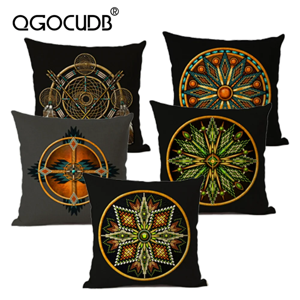 Boho Indain Подушка обертывание на подушки перо декор в виде Ловца снов диван