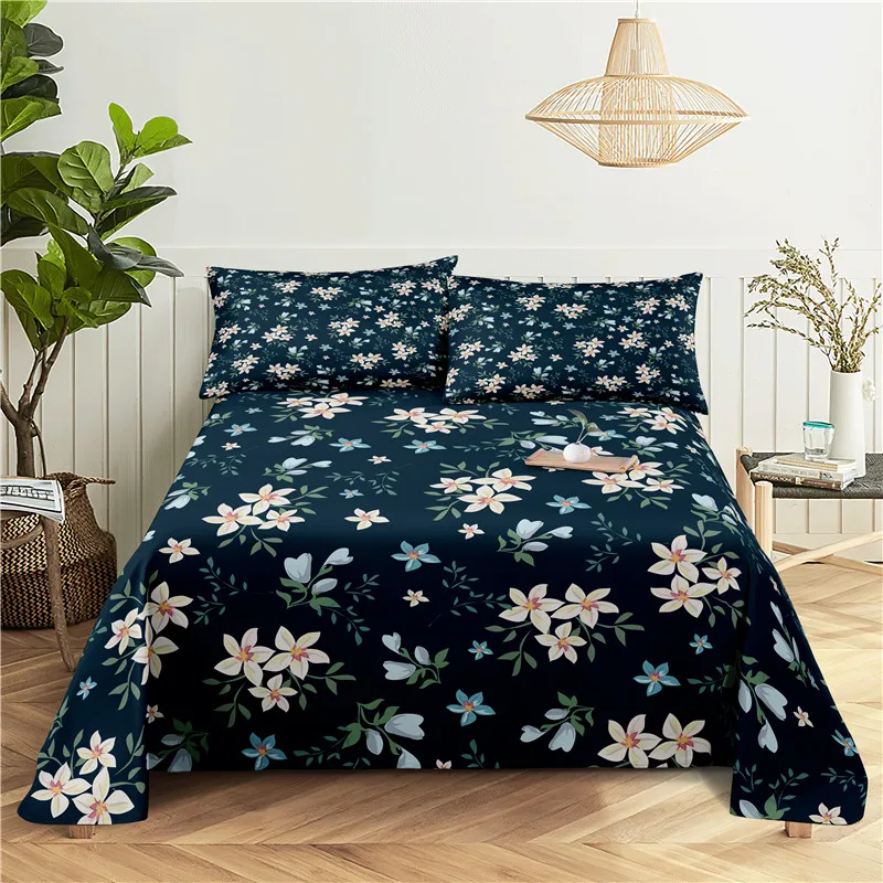 

Floral 0.9/1.2/1.5/1.8/2.0m Digital Printing Polyester Bed Flat Sheet With Pillowcase Print Bedding Set