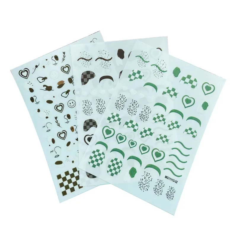 Стильные наклейки для ногтей в японском стиле, клетчатые наклейки для сушки ногтей