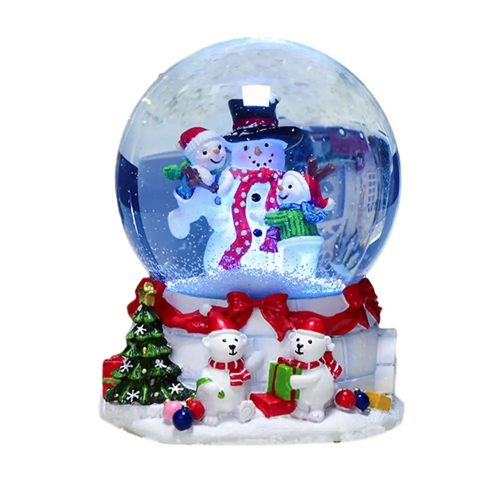 

Christmas Snowman Crystal Ball Music Box With Colorful Light Desktop Ornament Crafts for Home Decoration Birthday Xmas Gift