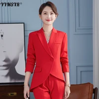 s 5xl womens suit trousers two piece 2022 new autumn and winter slim long sleeved ladies office jacket slim trousers