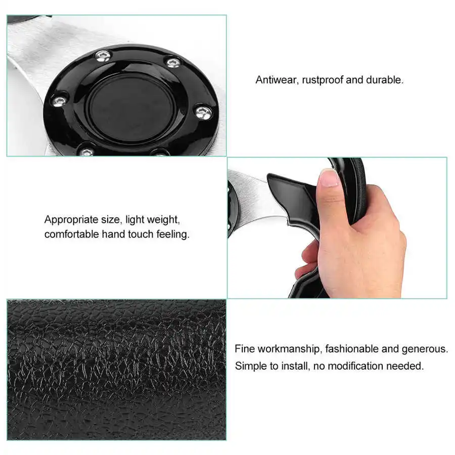 Руль для гоночного автомобиля 320 мм/дюйма с кнопкой звукового сигнала глянцевый