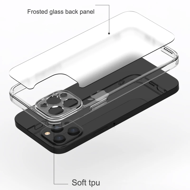 Матовый Прозрачный чехол из закаленного стекла для iPhone 13 12 11 Pro Max противоударный