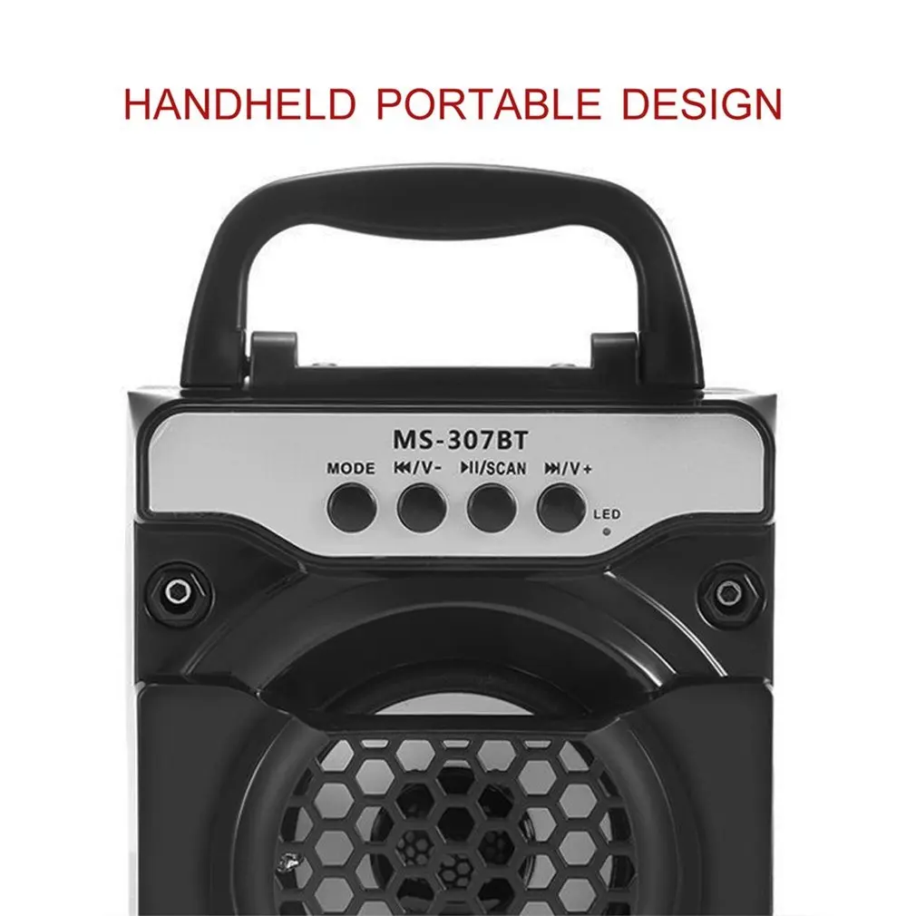 MS-307BT Portable Wireless Speaker With LED Lights AUX USB2.0 Support TF Card For Outdoor And Indoor | Электроника
