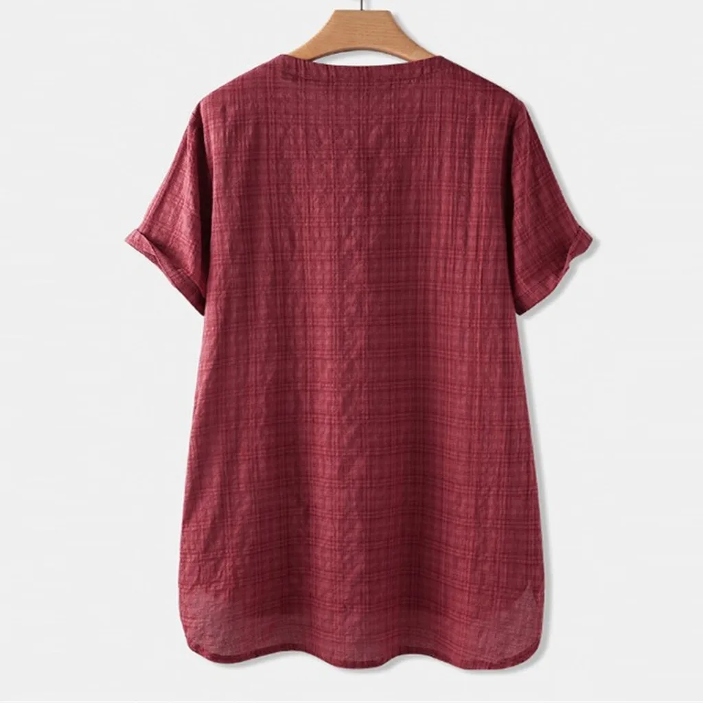 

Womens Shirts 2020 Fashion Women Daisy Floral Print Patched Short Sleeve O-neck Shirt Top Blouse Chemise Oversize Femme @35