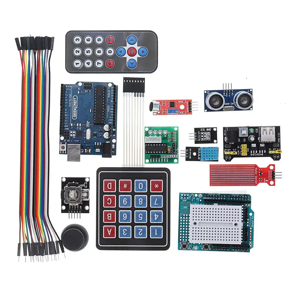 Для UNO R3 Super Starter Kit LCD1602 макетная плата блок питания зуммер для Arduino