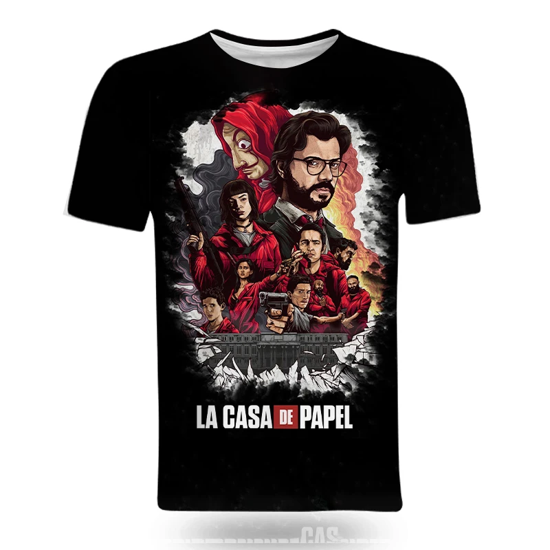 

Men'S Fashion 3D Spain TV La Casa De Papel O-Neck T-Shirt Summer Cool Top Boy Plus Size Hip Hop Streetwear