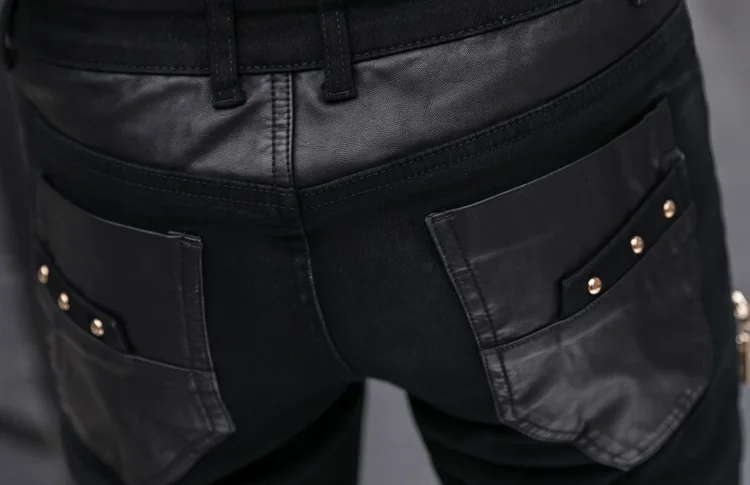 Брендовые осенние мужские кожаные брюки в стиле хип-хоп Легкие уличные