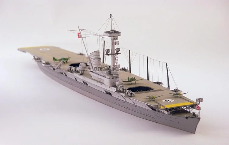 DIYMyModeI-portaaviones de R&iacute;o para manualidades, Kit de modelo de papel hecho a mano, rompecabezas de juguete, regalo, utillaje de pel&iacute;cula, 1:400-2