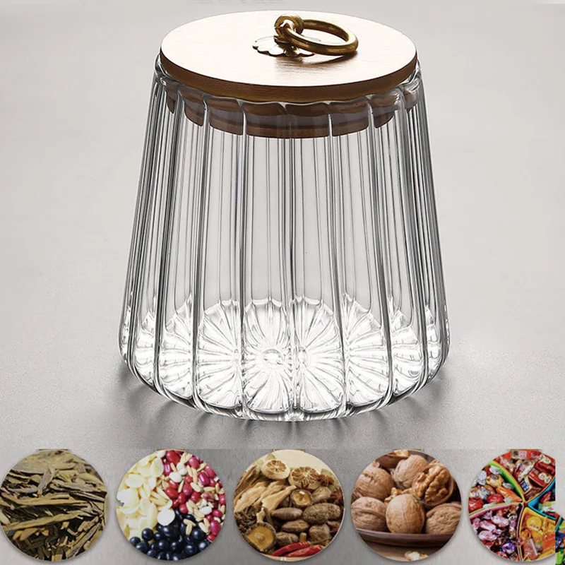 Прозрачная стеклянная бутылка герметичный чайные банки бытовой пищевой большой