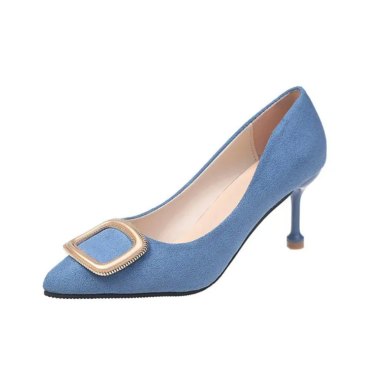 

2021 spring/summer new Korean version pointed square buckle flat single shoe fashion versatile flat women's shoes