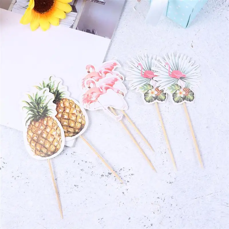 12 шт Фламинго кекс топперы выбирает ананас монстра торт Топпер акварельные