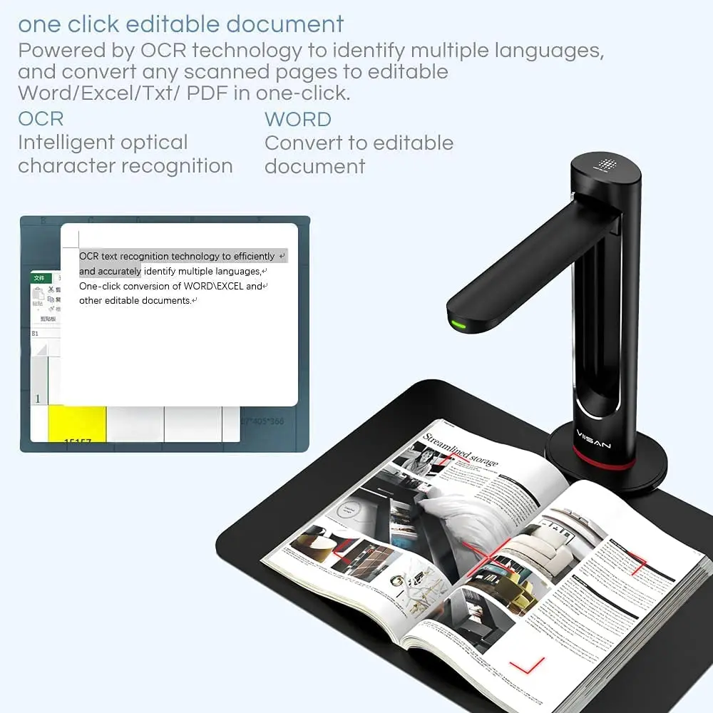 VIISAN K21 A3/A4 Book Document Fixed Mount Scanner High Definition 23MP with Auto-Flatten Multi-Language | Компьютеры и офис