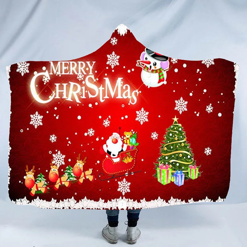 barato Moda Impresso Com Capuz Cobertor Na Moda Natal Personalizado Dupla Camada Espessamento Esportes Cobertor Do Agregado Familiar Cobertor Preguiçoso