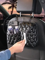 leather car seat back hanging storage bag rhinestones paper towel tissue holder water cup organizer car interior decoration