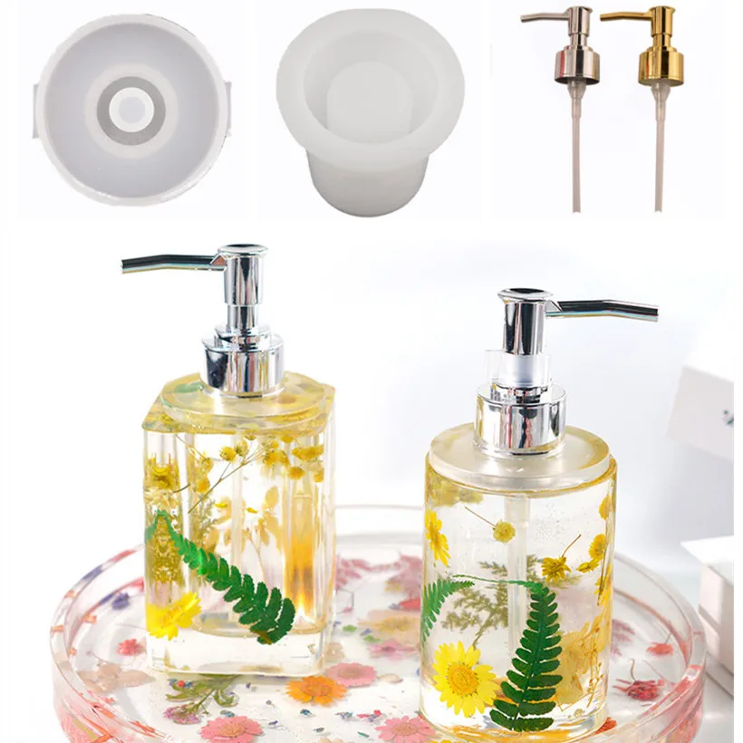

DIY Crystal Epoxy Perfume Bottle Mold Hand Soap Perfume Bottle Sanitizer Storage Sub-bottling Silicone Mould Bathroom Decoration