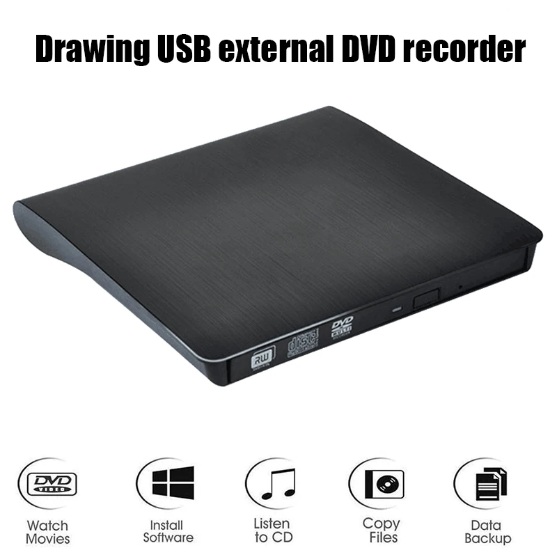 

Внешний DVD-привод USB 3,0 перезаписывающее портативное тонкое записывающее устройство Высокоскоростная передача данных для ноутбука ПК QJY99
