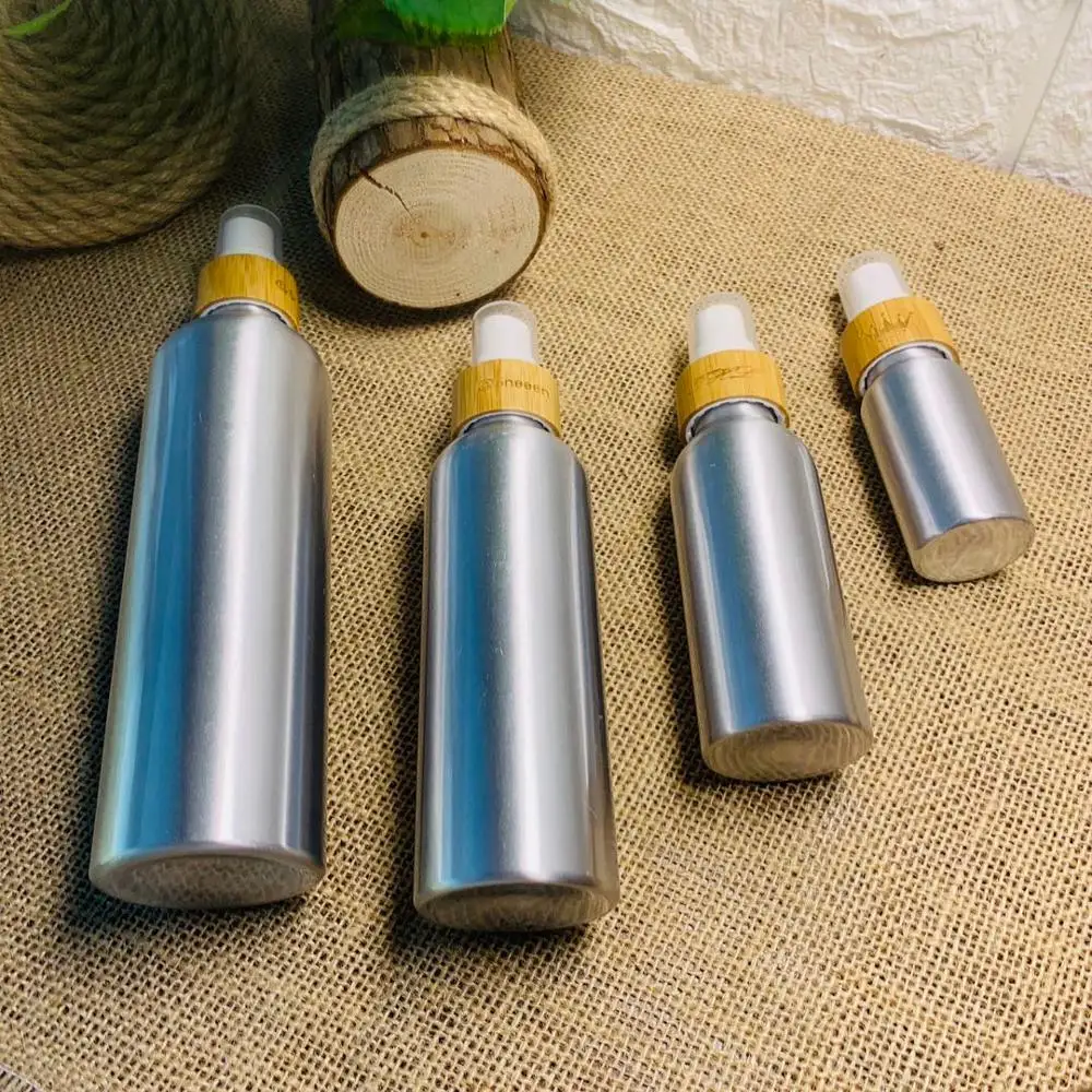 

30/50/100/120/150/250ml Empty Aluminum Bottle With Ribbed Sprinkler Spray Bottle Nozzle Cosmetic Container Perfume Vial